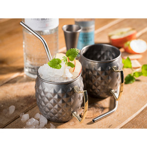 2ER SET COCKTAILBECHER MOSCOW MULE - 500 ml, Edelstahl Antik